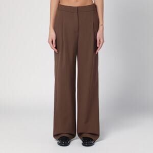 NWT Loulou Studio Brown Wide Leg Wool Blend Dark Academia Trouser Pants Size XL